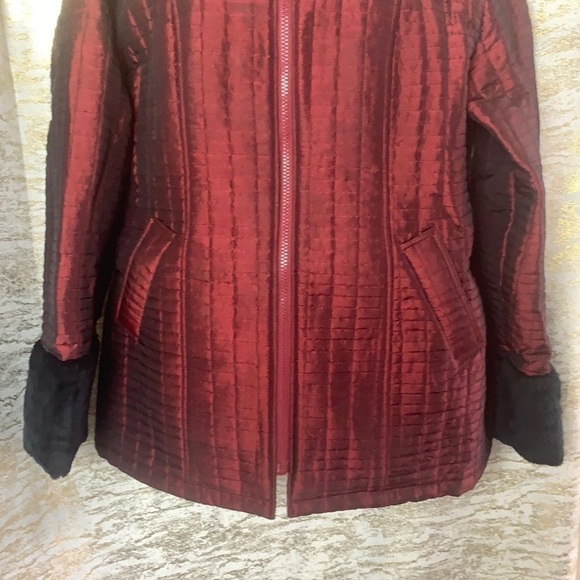 HANA Bang burgundy colour with faux fur collar size M - Picture 4 of 11